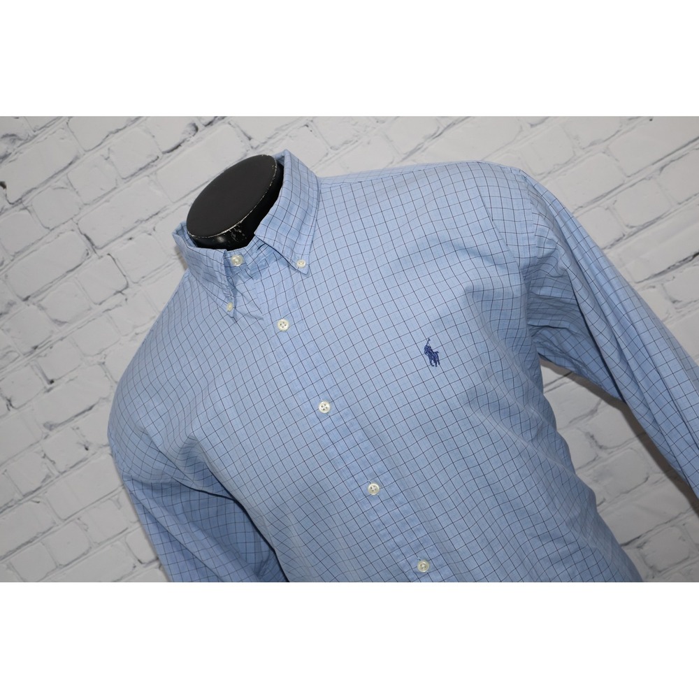Polo Ralph Lauren Button Down Shirt Mens XL Blue Plaid Blake Long Sleeve Pony